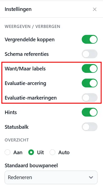 Evaluation options